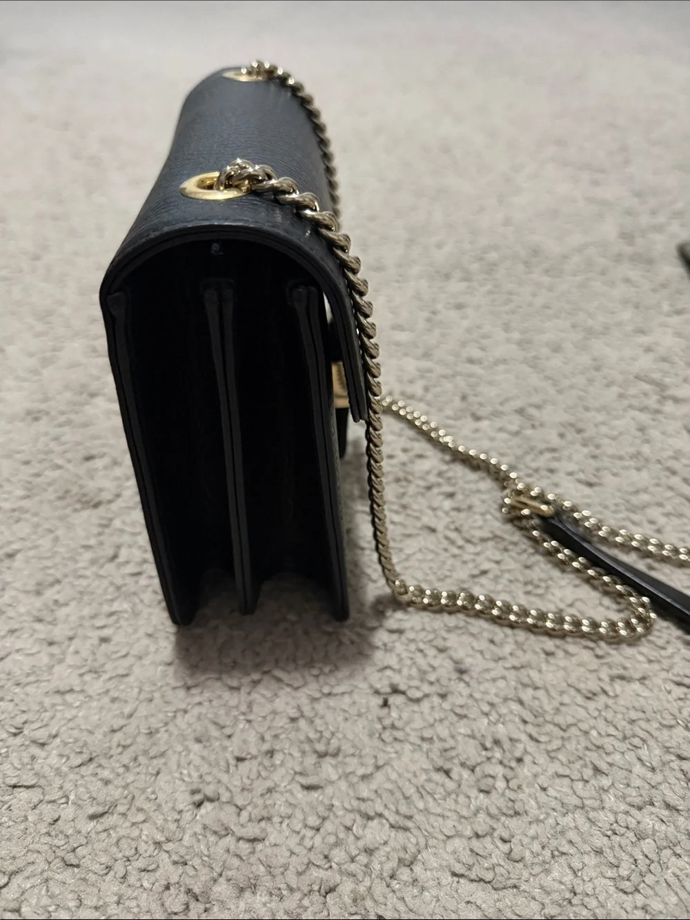 Gucci Black Pebbled Leather Crossbody with Gold Double G